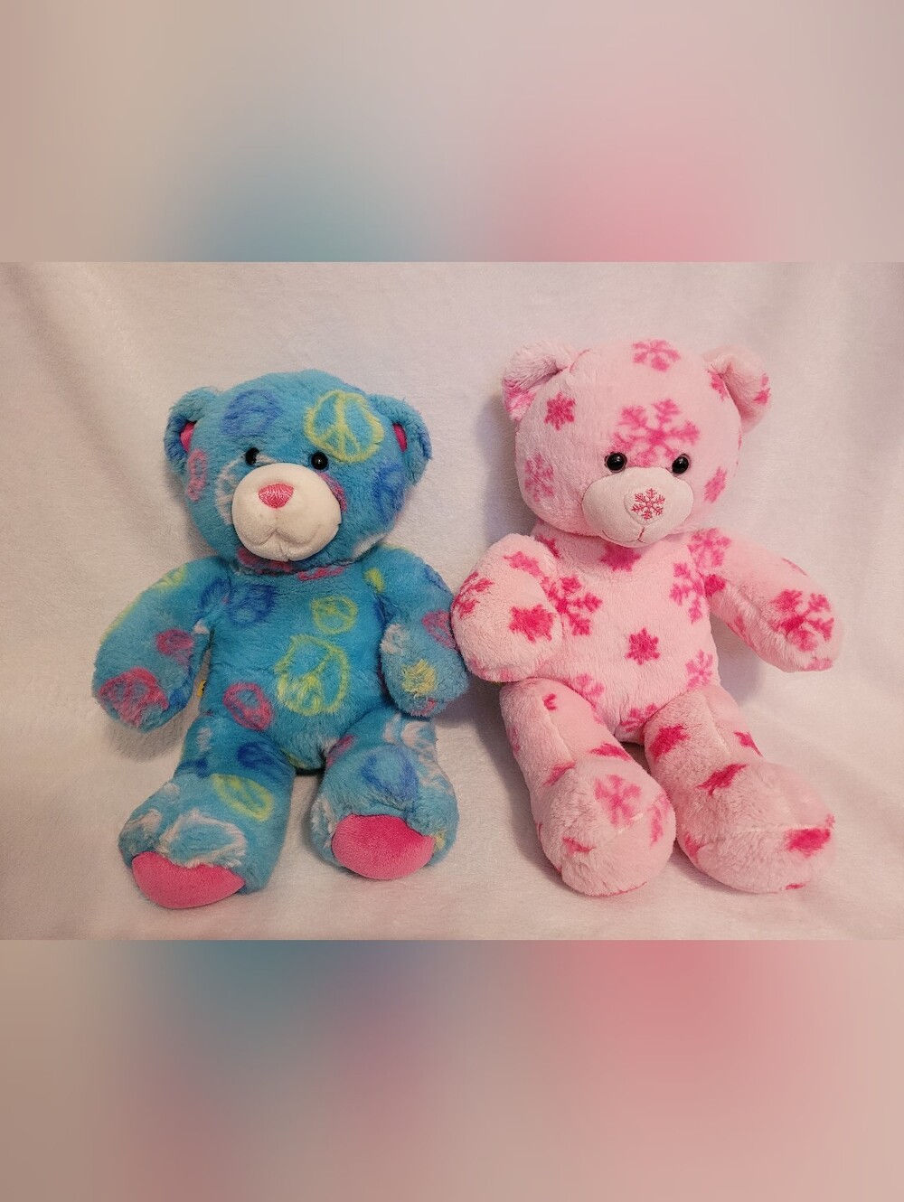 Lot Of 2 Build-A-Bears - Peace Sign and Snowflake